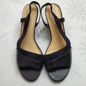 Karen Scott Black Peep Toe Heel Ankle Elastic Strap Shoes Women's Size 10M